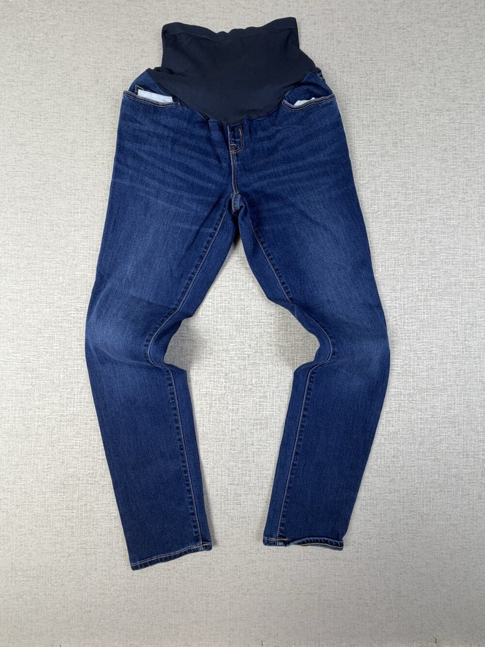 Old Navy Maternity Jeans Womens 6 Long Blue Straight Leg Full Panel Stretch